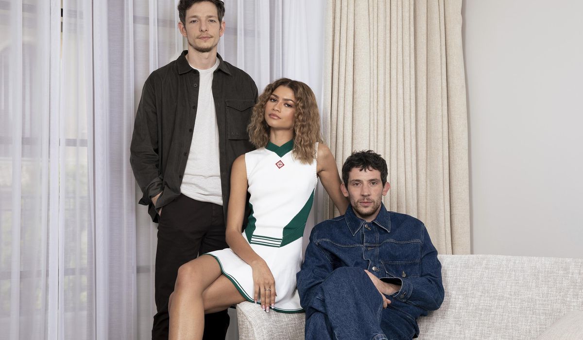 Zendaya, Connor and Faist on the steamy love triangle in Luca Guadagnino's 'Challengers'