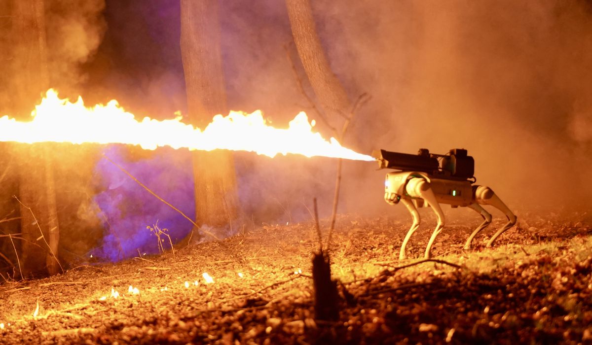 Ohio company hawks fire-breathing robot dog that can torch anything in its path