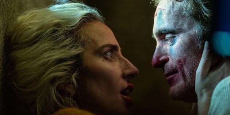 Lady Gaga and Joaquin Phoenix as their characters Harley Quinn and the Joker in the upcoming "Joker: Folie à Deux" film.