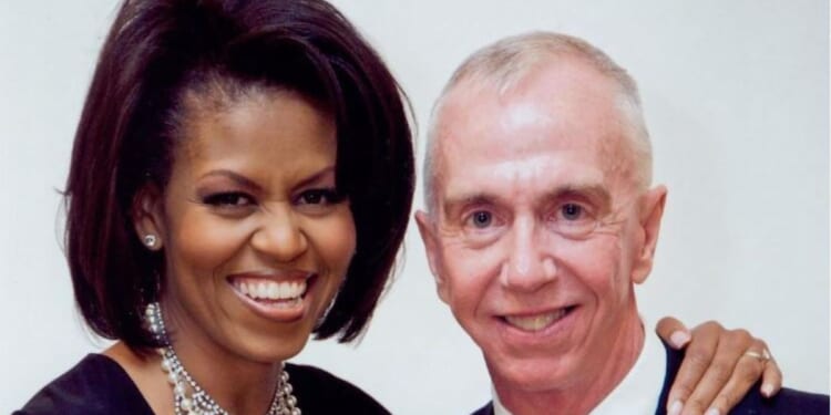 Former First Lady Michelle Obama (left) and Brent Sikkema, a high-profile art dealer who was killed in January.