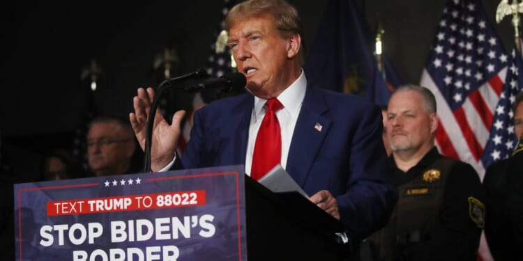 Former President Donald Trump speaks at a campaign event in Grand Rapids, Michigan, on Tuesday.