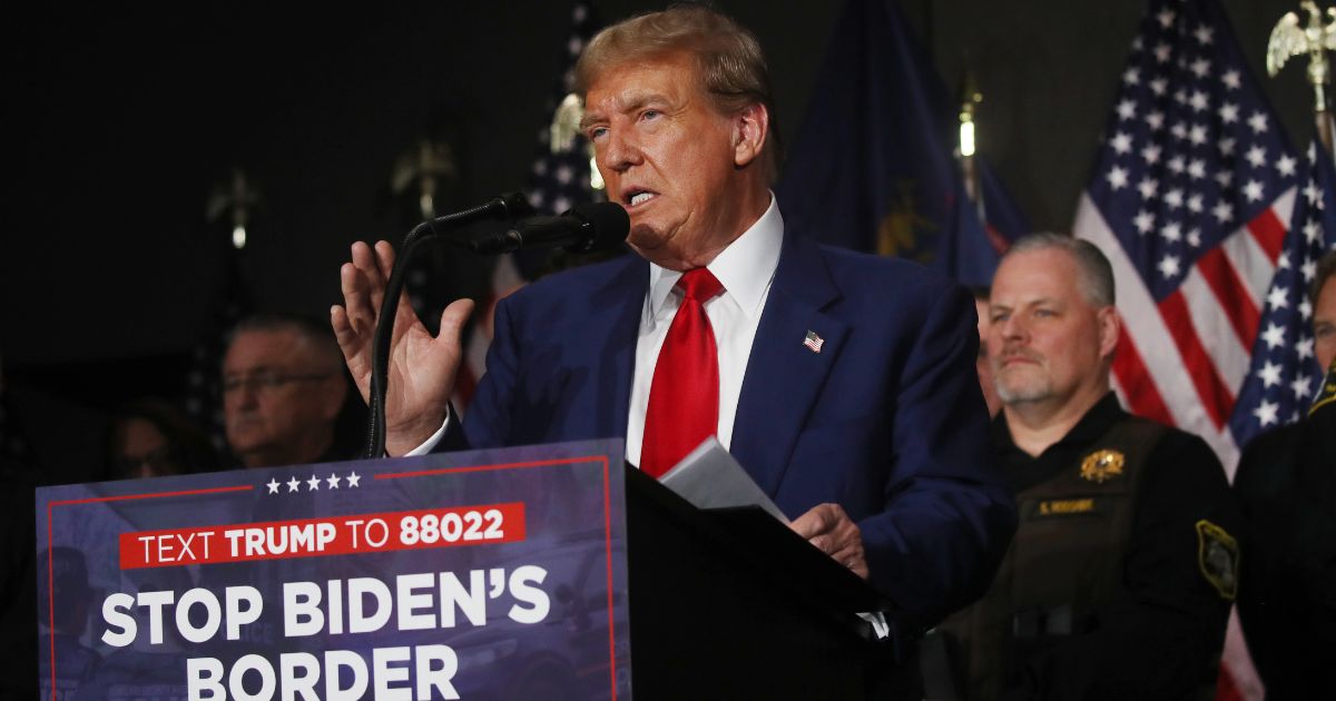 Former President Donald Trump speaks at a campaign event in Grand Rapids, Michigan, on Tuesday.