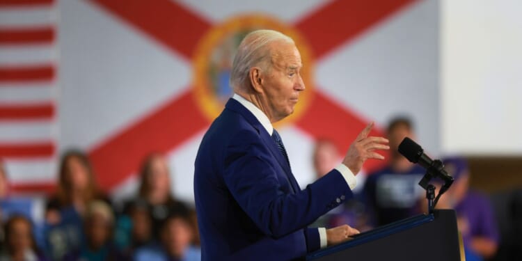 President Joe Biden speaks during a campaign stop at Hillsborough Community College’s Dale Mabry campus in Tampa, Florida, on Tuesday.