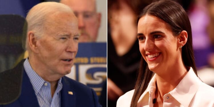 President Joe Biden's social media account lamented Tuesday that women in sports, like Caitlin Clark, right, "are not paid their fair share."