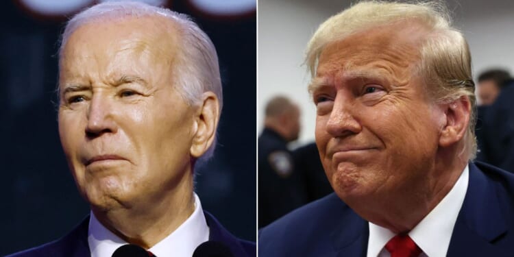 Former President Donald Trump, right, immediately responded after President Joe Biden indicated Friday that he would be willing to debate his predecessor.