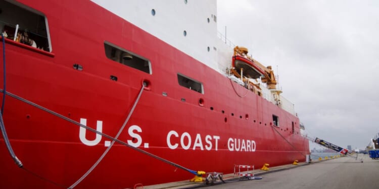 A U.S. Coast Guard cutter is shown in Nordhavn, Copenhagen, on Oct. 11.