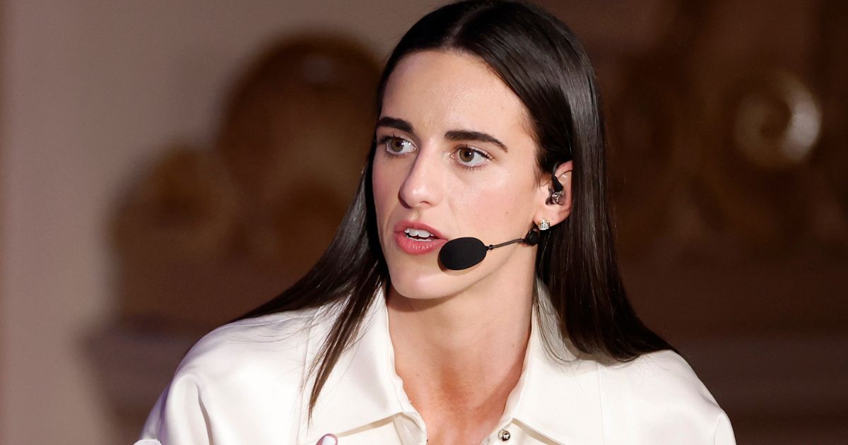 Caitlin Clark speaks to ESPN during the 2024 WNBA Draft in New York City on Monday.