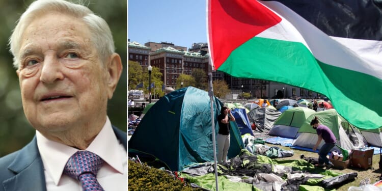 Pro-Palestinian students and activists, right, gather at a protest encampment on the campus of Columbia University in New York City Thursday. College campuses across the US braced for fresh protests by pro-Palestinian students, extending a week of increasingly confrontational standoffs with police, mass arrests and accusations of anti-Semitism. According to news reports, some protest participants were paid by a group funded by George Soros' Open Society Foundation.