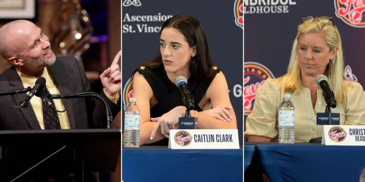 Sports columnist Gregg Doyel continues to draw criticism over comments he made to Indiana Fever's coach Christie Sides, right, and new player Caitlin Clark, center.