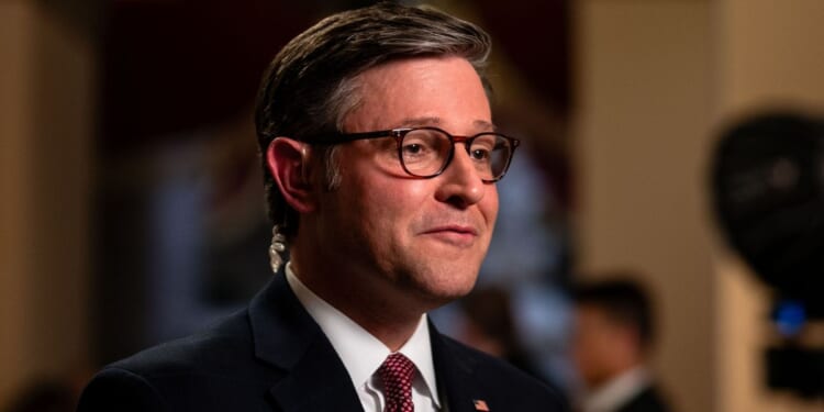 Speaker of the House Mike Johnson speaks during an interview with CNN at the U.S. Capitol in Washington on Wednesday.