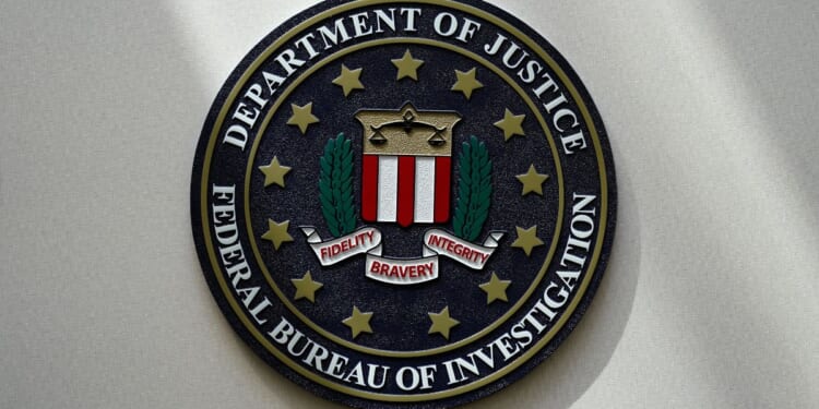 The seal of the Federal Bureau of Investigation is pictured in Omaha, Nebraska, on Aug. 10, 2022.