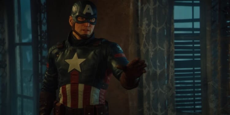 This YouTube screen shot shows a scene from a story trailer for upcoming Marvel video game "Marvel 1943: Rise of Hydra."