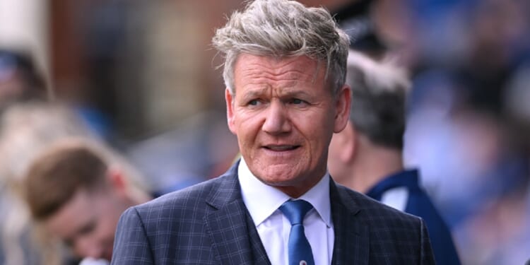 Celebrity chef Gordon Ramsay pictured during the Cinch Scottish Premiership is pictured in an April 7 file photo in Glasgow, Scotland.