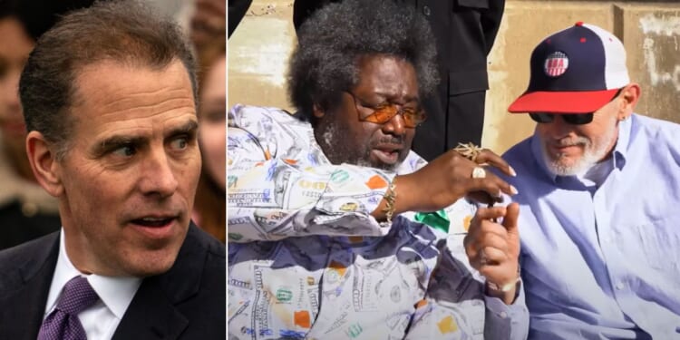 Hunter Biden, left, is skewered in Afroman's remake of "Because I Got High," right.