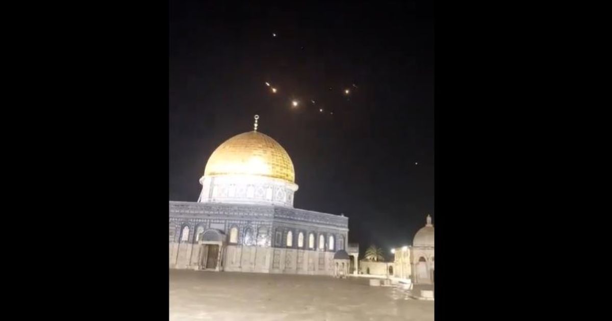 Israel’s Iron Dome lit up dozens of the incoming Iranian drones Sunday as they cruised over the Temple Mount.