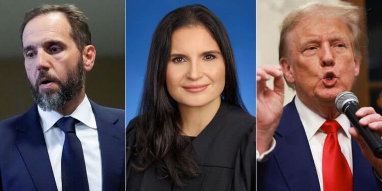 From left: Special Counsel Jack Smith, U.S. District Court Judge Aileen M. Cannon and former President Donald Trump.