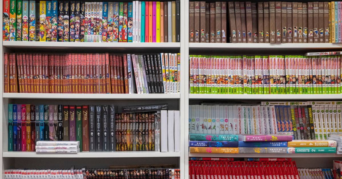 This Getty stock image shows a number of manga books on sale at a bookstore.