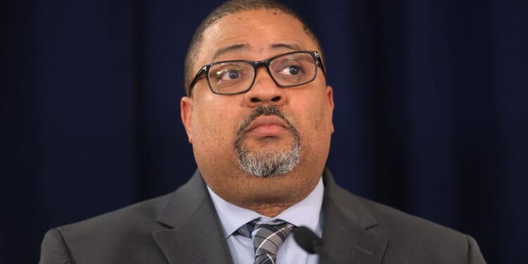 Manhattan District Attorney Alvin Bragg speaks during a news conference in New York City on March 21.