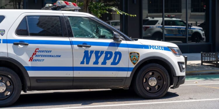 A stock photo shows a New York Police Department vehicle in the city on Aug. 20, 2022.