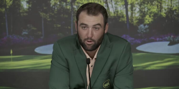 2024 Masters champion Scottie Sheffler at a news conference following his win