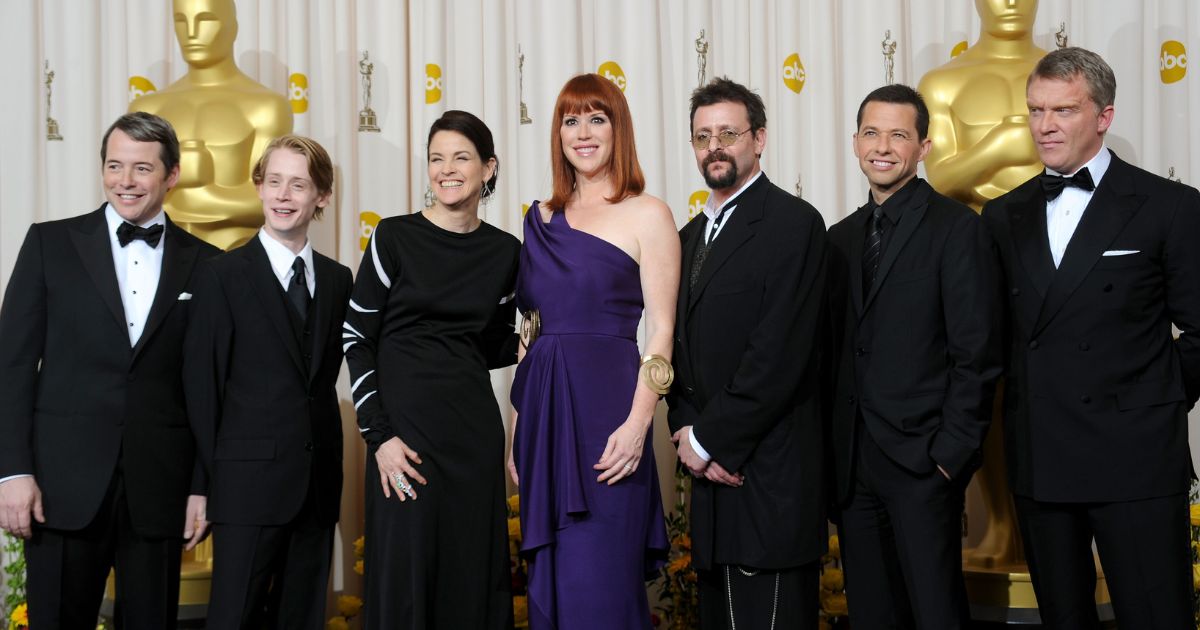 Actors (L-R) Matthew Broderick, Macaulay Culkin, Ally Sheedy, Molly Ringwald, Judd Nelson, Jon Cryer and Anthony Michael Hall, who presented a tribute to late director John Hughes, pose in the press room at the 82nd Annual Academy Awards held at Kodak Theatre on March 7, 2010 in Hollywood, California.