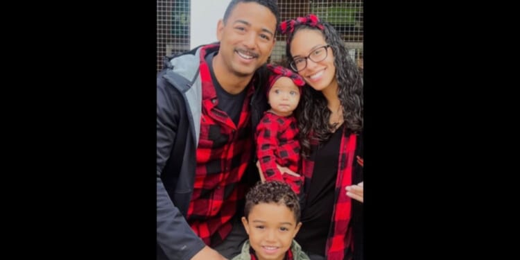 New York firefighter Derek Floyd is seen with his wife, Cristine, and two children.