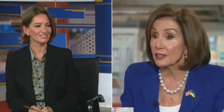 MSNBC host Katy Tur, left; former House Speaker Rep. Nancy Pelosi, right.