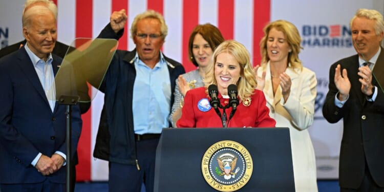 Kerry Kennedy speaks during a campaign event for President Joe Biden at Martin Luther King Recreation Center in Philadelphia on Thursday.