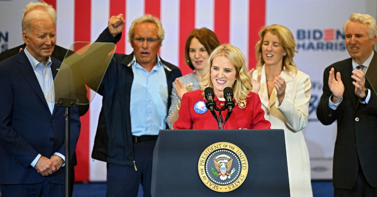 Kerry Kennedy speaks during a campaign event for President Joe Biden at Martin Luther King Recreation Center in Philadelphia on Thursday.