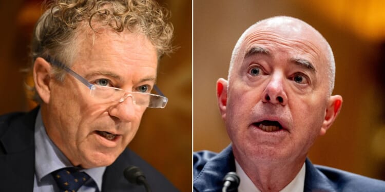 Sen. Rand Paul, left, grilled Homeland Security Secretary Alejandro Mayoraks, right, during a hearing on Capitol Hill in Washington on Thursday.