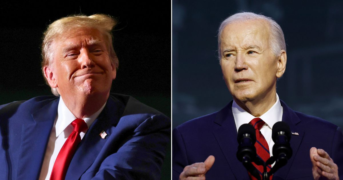 At left, Republican presidential candidate and former President Donald Trump speaks during a campaign event at Greensboro Coliseum in Greensboro, North Carolina, on March 2. At right, President Joe Biden delivers remarks at the North America's Building Trades Unions Legislative Conference at the Washington Hilton in Washington on Wednesday.