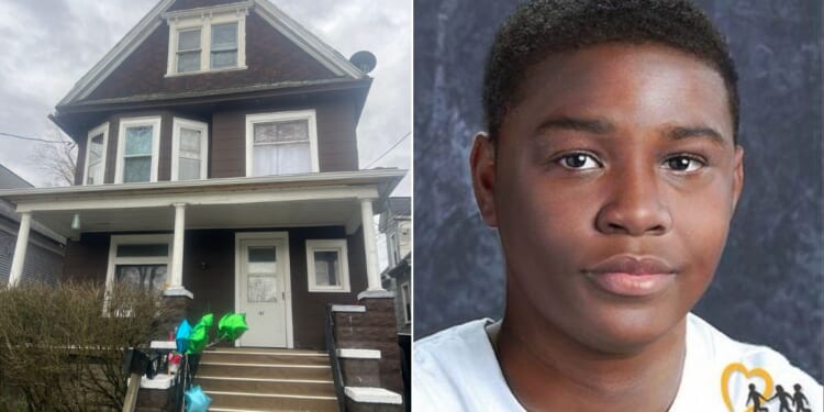 The body of 12-year-old Jaylen Griffin, right, was found in a Buffalo, New York, halfway house, left.