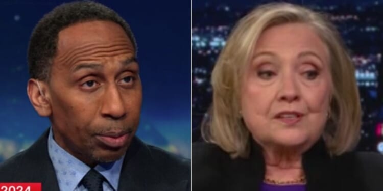 In a recent interview with CNN, Stephen A. Smith, left, unloaded on Hillary Clinton, right, for her remarks telling undecided voters to "get over" their two choices for president in 2024 and vote for President Joe Biden.