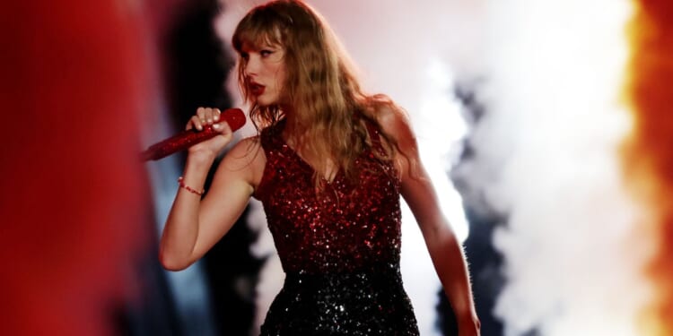 Taylor Swift performs during her "Eras Tour" at the National Stadium in Singapore on March 2.