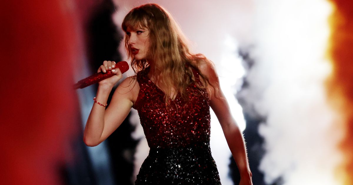 Taylor Swift performs during her "Eras Tour" at the National Stadium in Singapore on March 2.