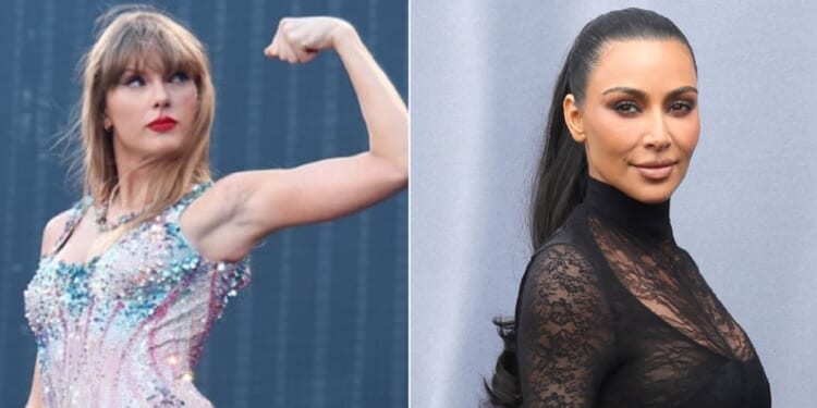 Pop megastar Taylor Swif, left in a February concert in Melbourne, Australia, has reignited her feud with fellow celebrity Kim Kardashian, pictured, right, in a March photo from Paris Fashion Week.