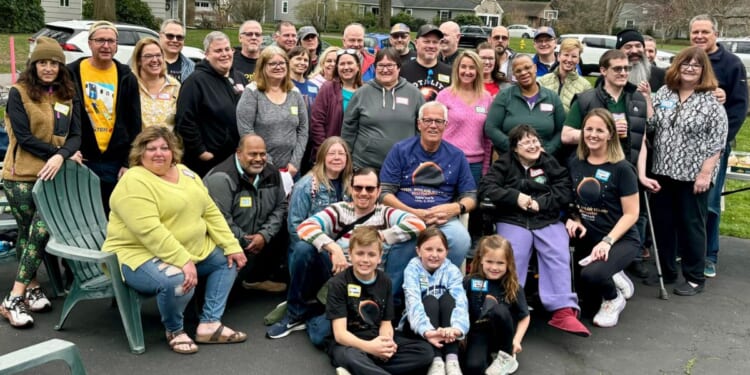 Retired New York teacher Patrick Moriarty hosted many of his former middle-school science students this week to keep a promise he'd made to them back in the 1970s and '80s. Dozens gathered at his home April 8 to watch the solar eclipse.