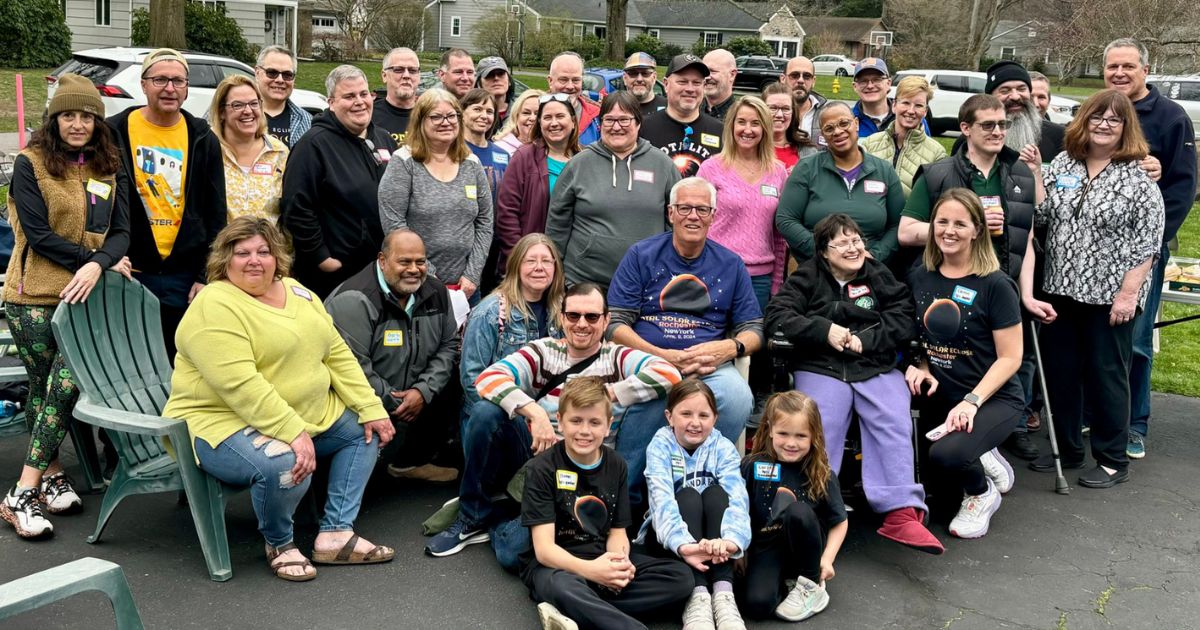 Retired New York teacher Patrick Moriarty hosted many of his former middle-school science students this week to keep a promise he'd made to them back in the 1970s and '80s. Dozens gathered at his home April 8 to watch the solar eclipse.