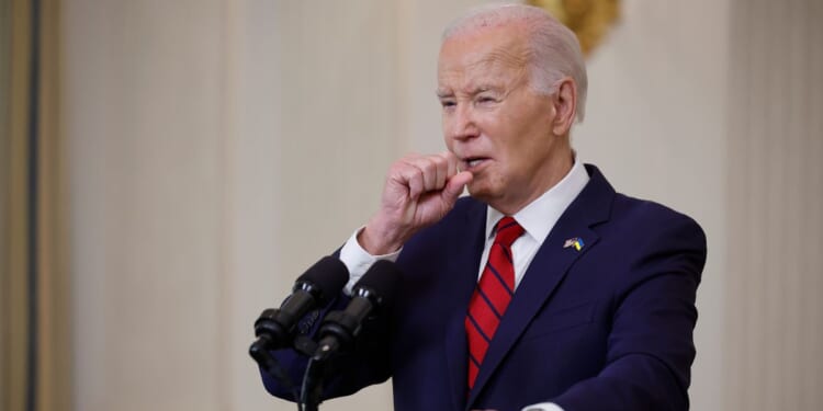 U.S. President Joe Biden delivers remarks after signing legislation giving $95 billion in aid to Ukraine, Israel and Taiwan in the State Dining Room at the White House on April 24, 2024 in Washington, DC.