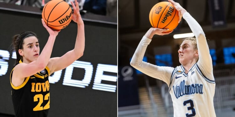 Villanova's Lucy Olsen, right, has announced she is transferring to Iowa as the team tries to cope with the loss of Caitlin Clark, who has moved on to the WNBA.