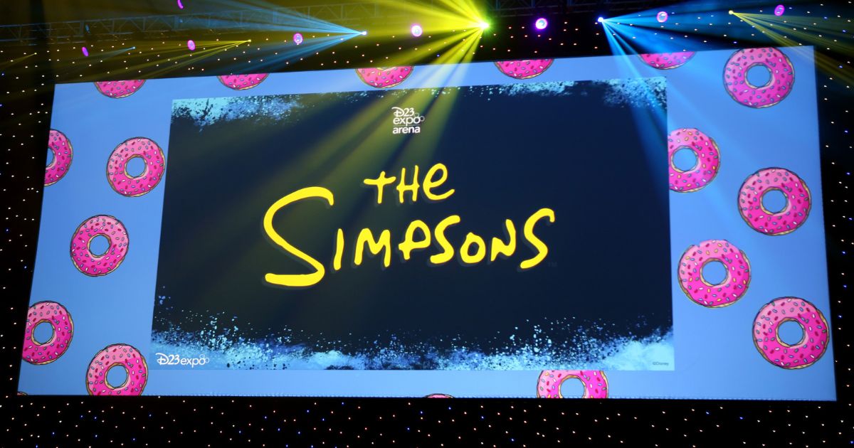 A view of the screen at The Simpsons! panel during the 2019 D23 Expo at Anaheim Convention Center on August 24, 2019 in Anaheim, California.