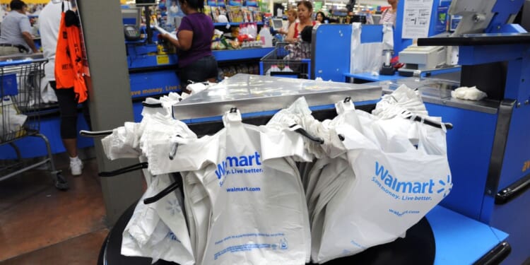 A Walmart checkout area is pictured at a Walmart in Rosemead, California, on June 1, 2012.