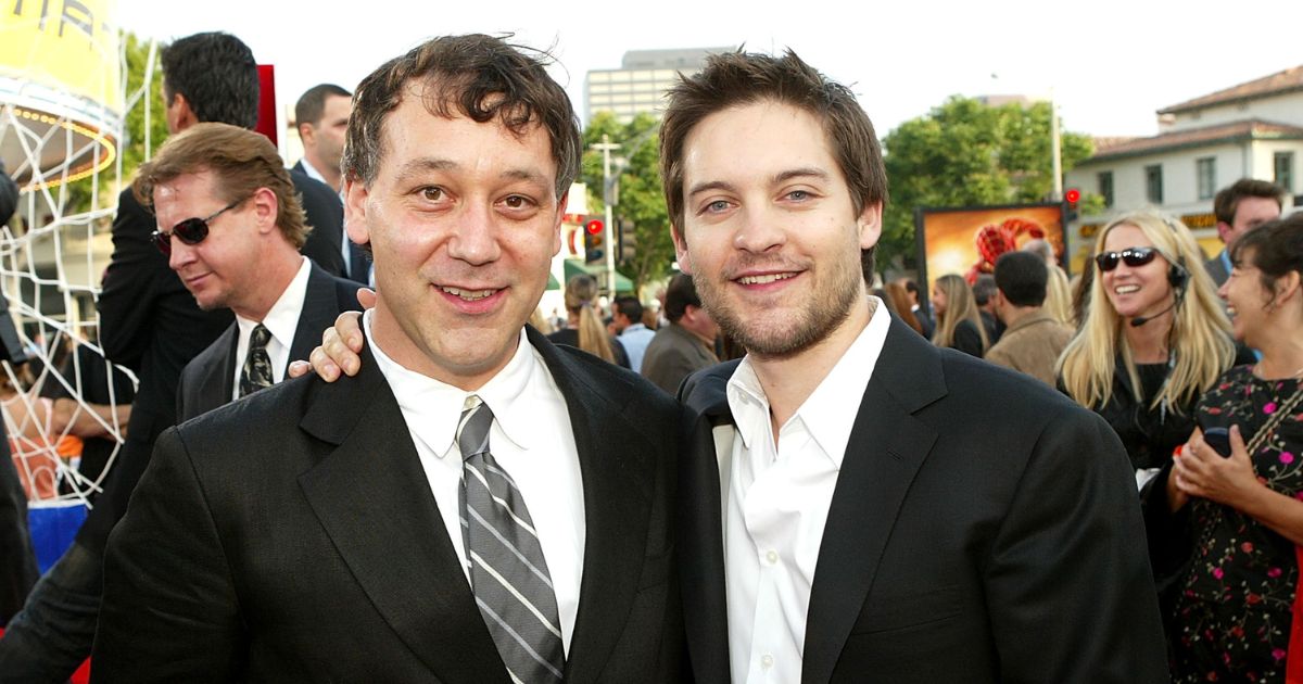 Director Sam Raimi, left, and "Spider-Man" lead actor Tobey Maguire, right, at the 2004 premiere for Sony's "Spider-Man 2" in Westwood, California.