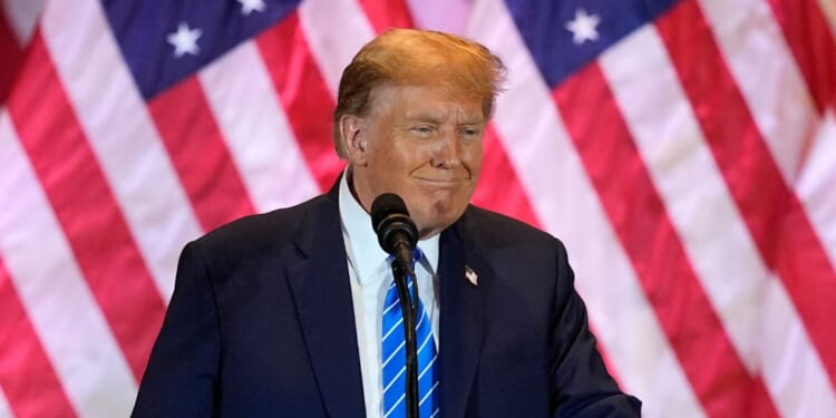 Donald Trump speaking at a Super Tuesday election night party in Florida