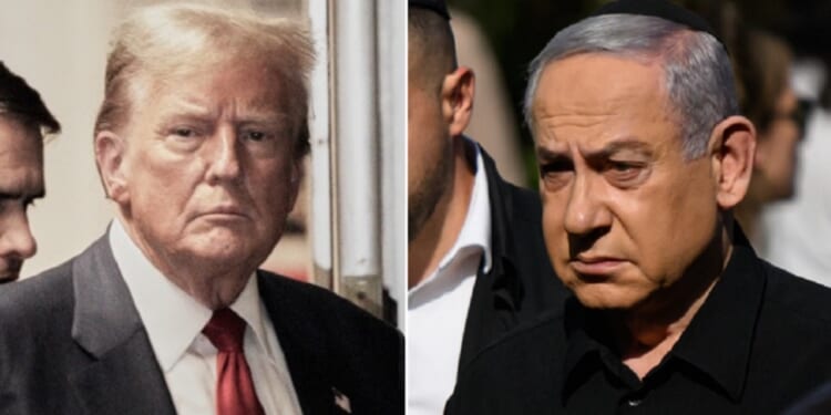 Former President Donald Trump, left; Israeli Prime Minister Benjamin Netanyahu, right.