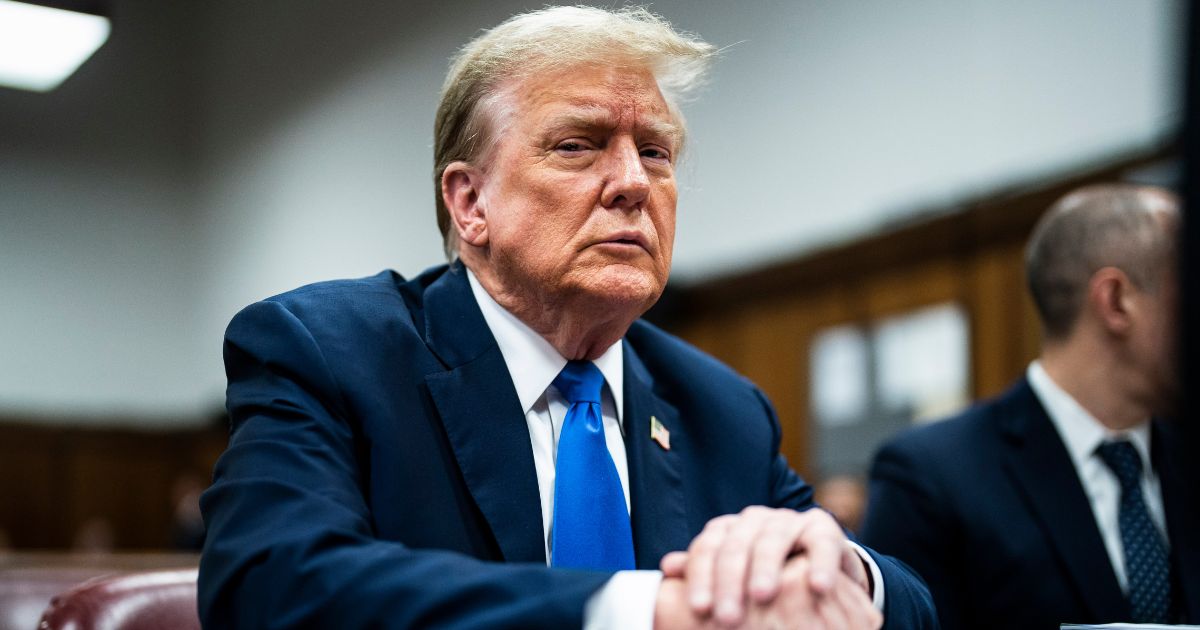 Former President Donald Trump is seen in court on Thursday in New York City.