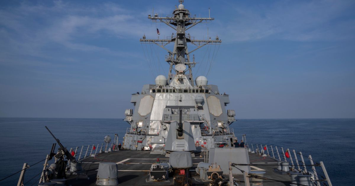 View of the U.S.S. Gravely (DDG 107) destroyer in the south Red Sea, on Feb. 13.