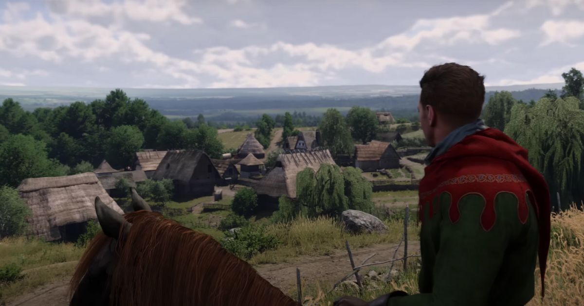 A character looking over a small town in the upcoming video game "Kingdom Come: Deliverance II."