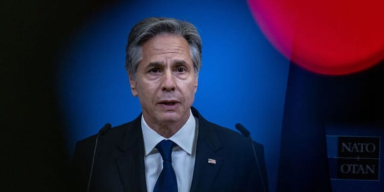 Antony J. Blinken, United States Secretary of State, holds the closing press conference at the NATO headquarters on the second day of the NATO Foreign Affairs Ministers' meeting on Thursday in Brussels, Belgium.