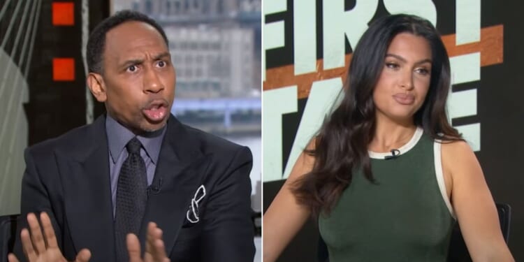 Stephen A. Smith, left, challenged Molly Qerim, right, on ESPN's "First Take" on Thursday.